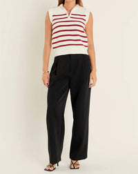 English Factory - Stripe Half-zip Sleeveless Sweater