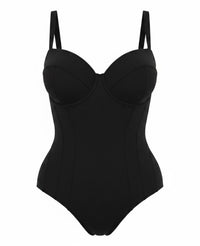 Ta3 One Piece Sculpting Swim Bodysuit in black - women's swimwear - detail view