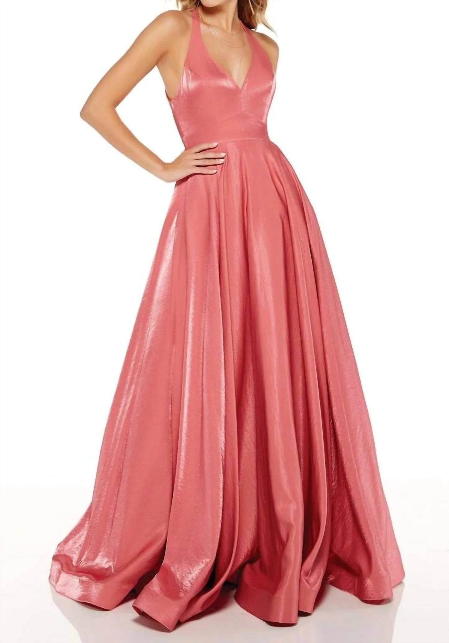 ALYCE PARIS Silk Charmeuse V Neck Gown in demure - women's dress