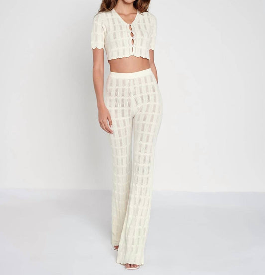 Another Girl - Pointelle Scalloped Flare Pants