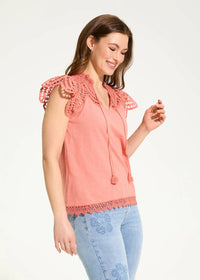 Fdj - Felia Flutter Sleeve Placed Eyelet Top