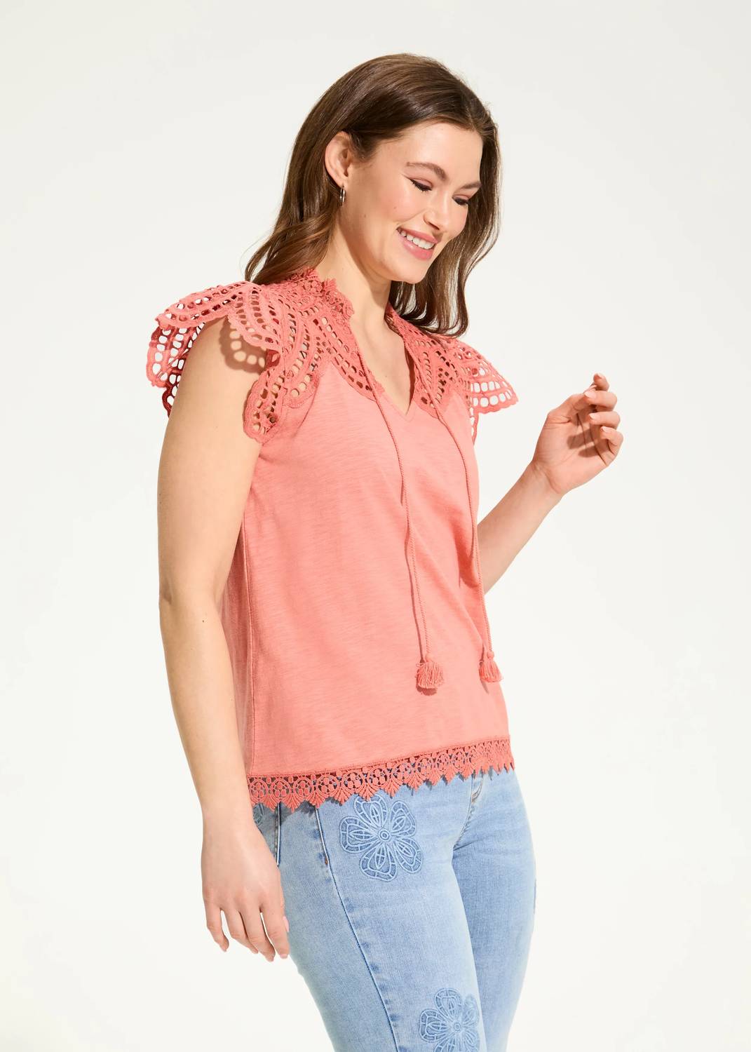 Fdj - Felia Flutter Sleeve Placed Eyelet Top