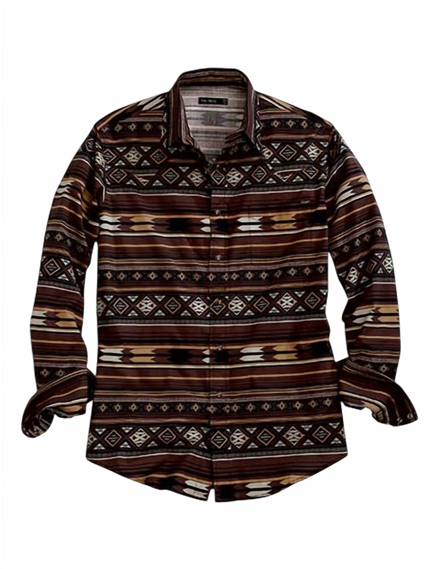 Tin Haul - Men's Horizontal Tribal Long Sleeve Western Shirt