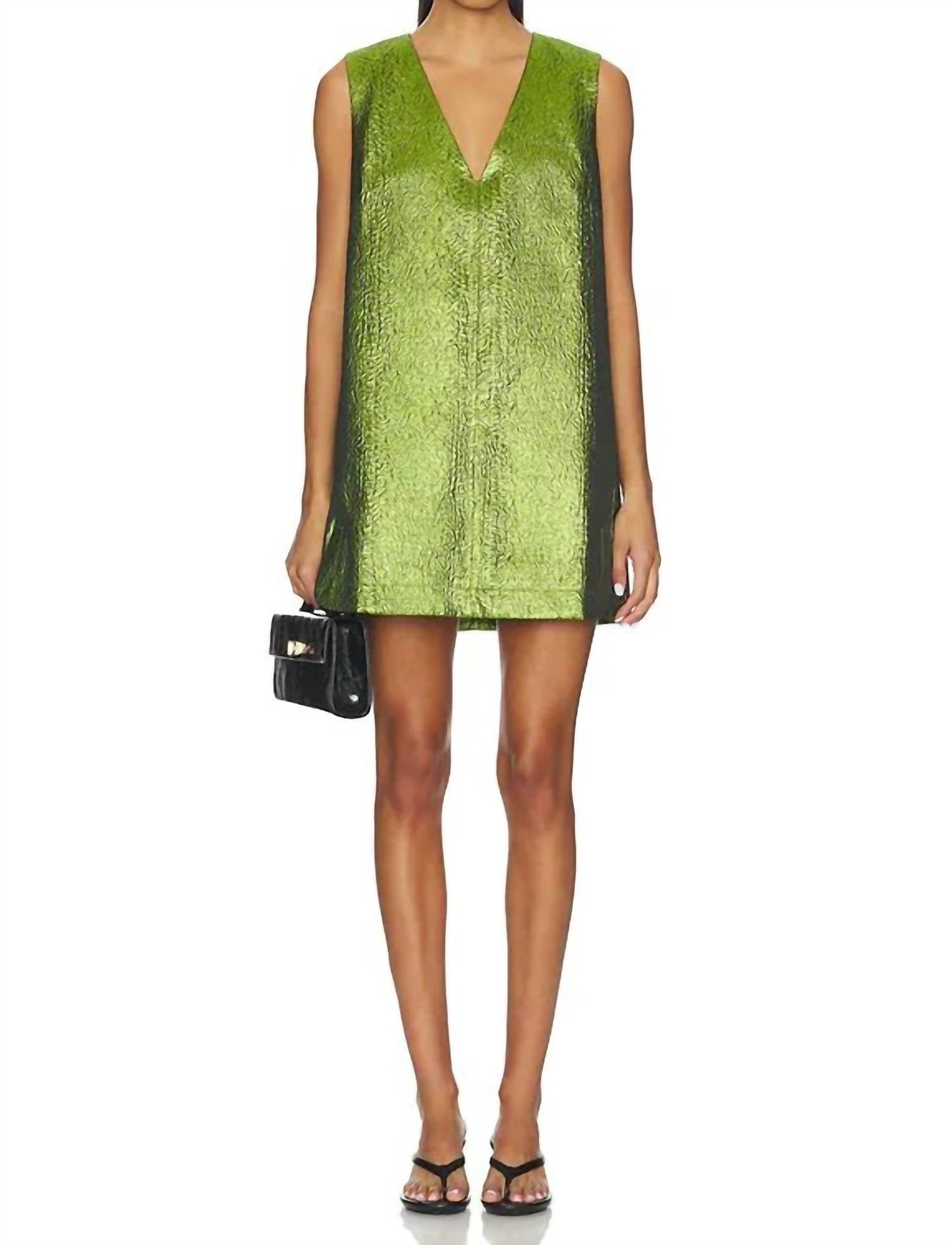 SIMON MILLER Fountain Metallic Mini Dress in matcha - women's dress