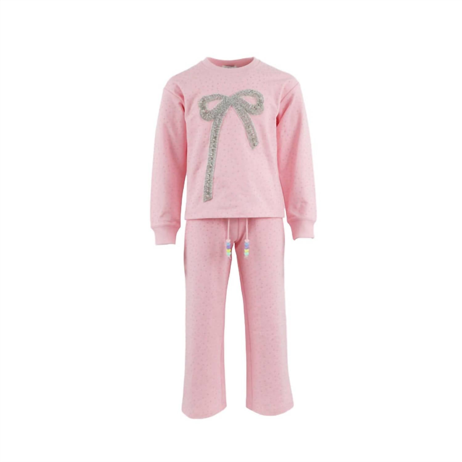 Lola + The Boys Kid's Sparkle Bow Charm Set in pink - item - alternate view