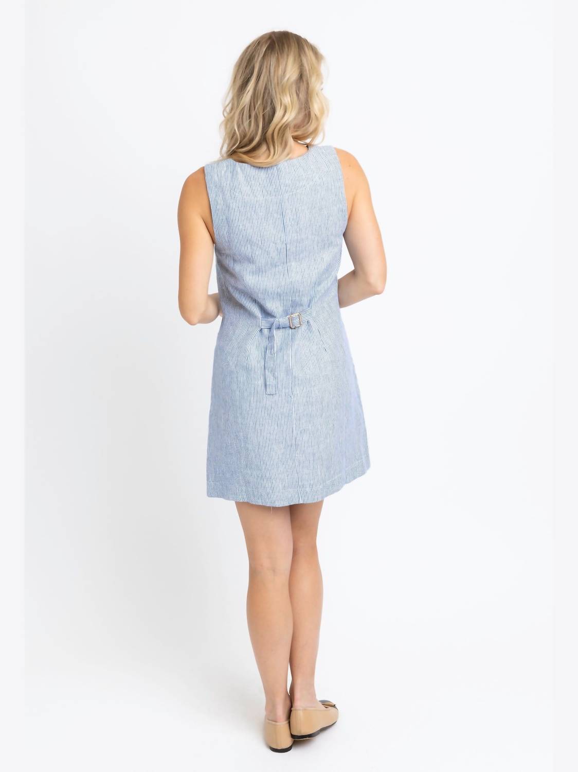 Karlie - Women's Denim Stripe Sleeveless Shift Dress