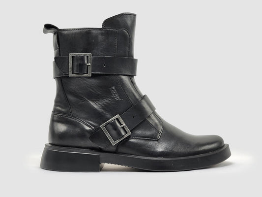 Kacper - Women's Mid Buckle Leather Boots