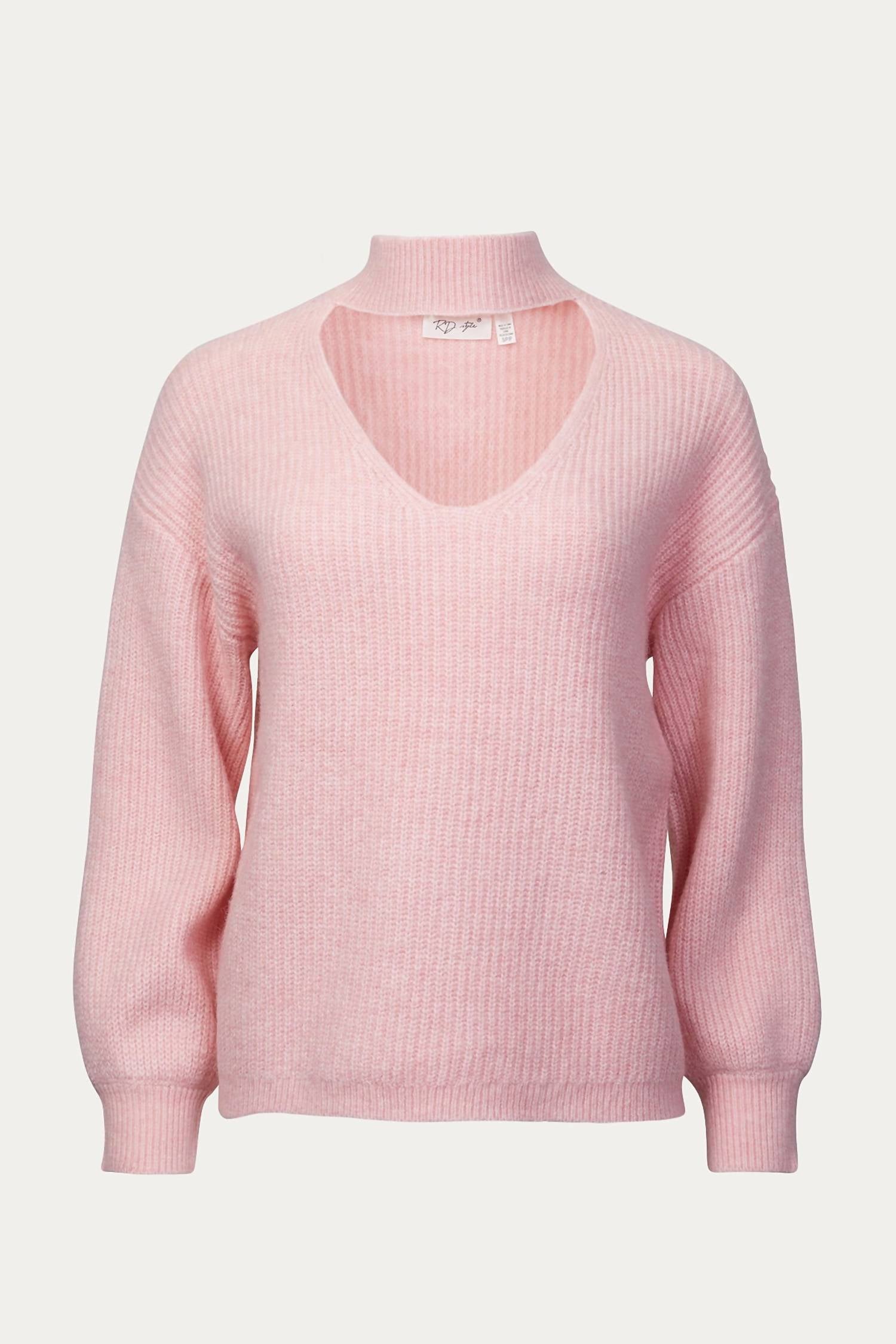 CUTOUT RIBBED-KNIT TURTLENECK SWEATER