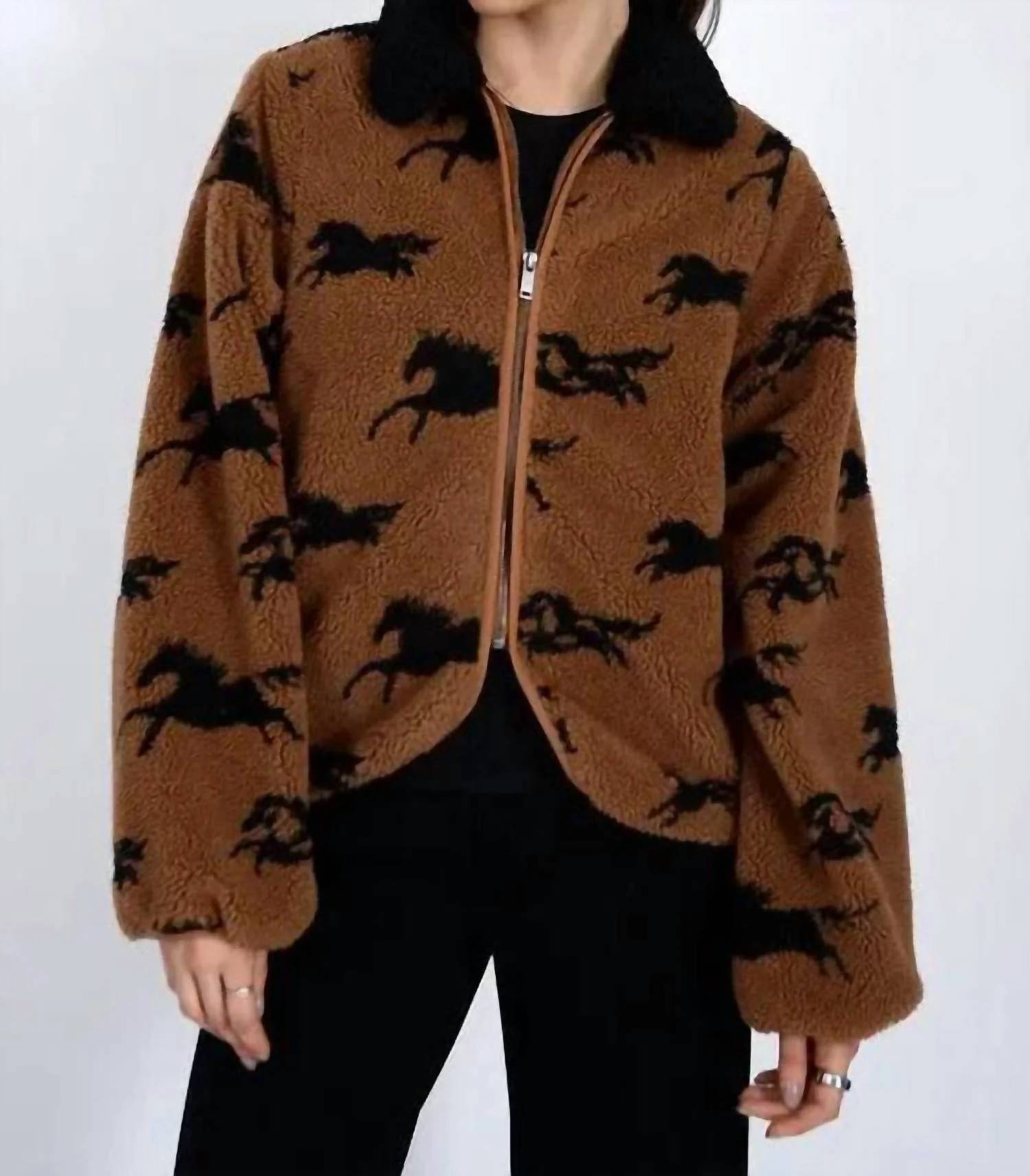 Rd Style - Joline Sherpa Zip Front Jacket