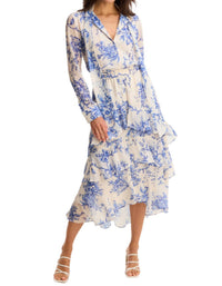 ALLISON NEW YORK Ella Midi Skirt in blue floral - women's skirt