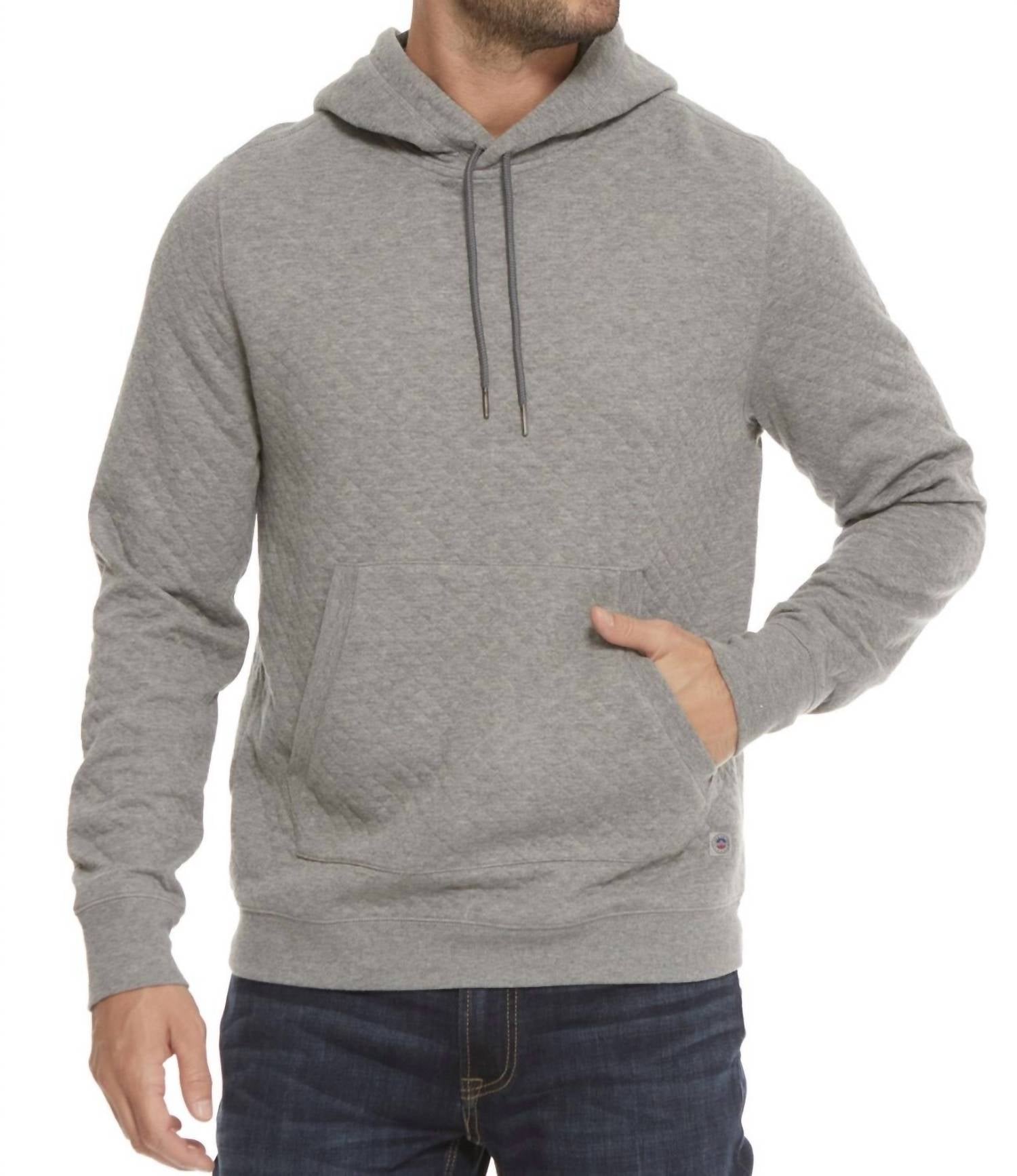 Flags & Anthem Bradner Super-Soft Quilted Hoodie in grey heather - men's shirt - alternate view