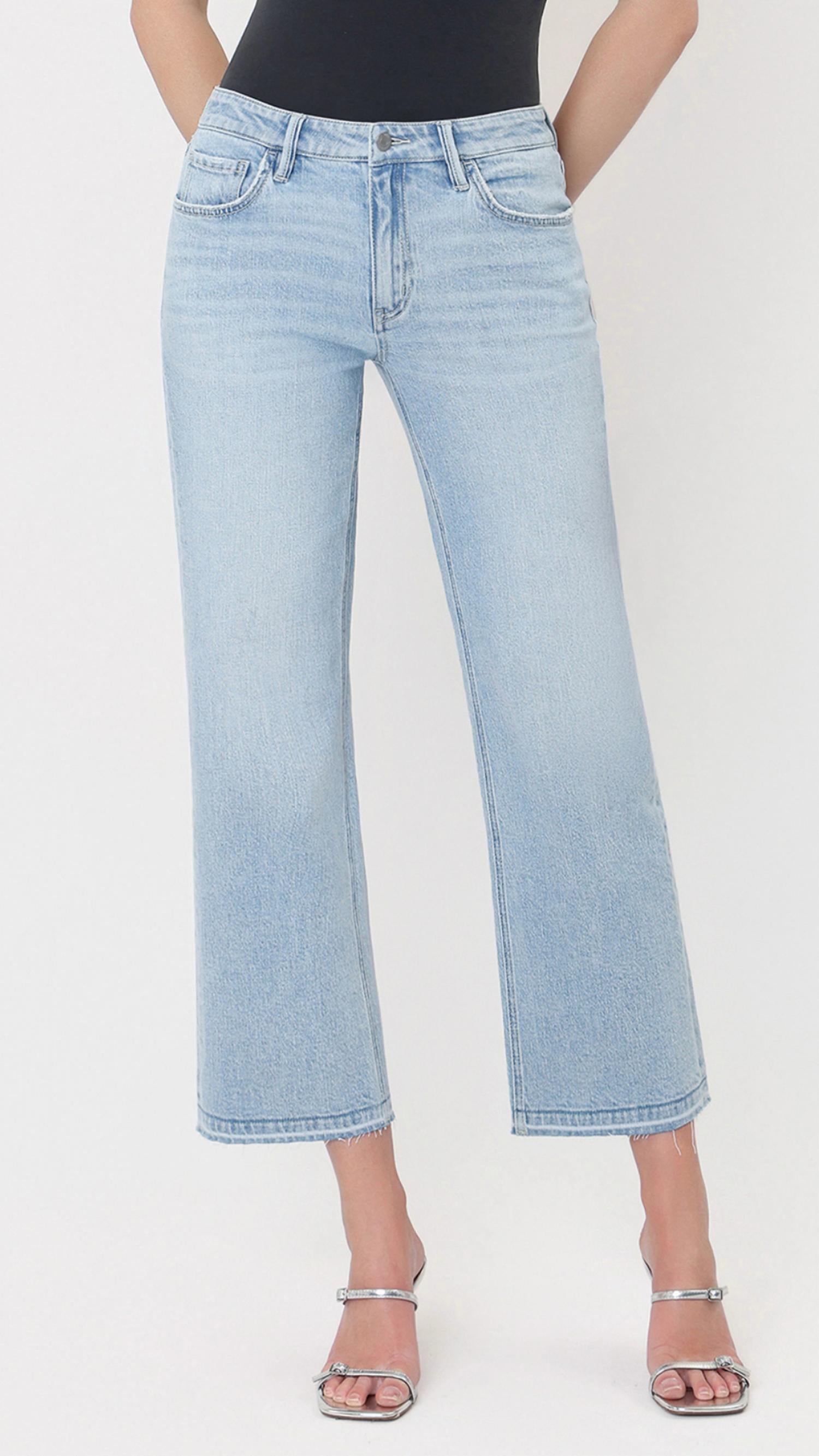 Vervet By Flying Monkey - Mid Rise Crop Slim Wide Leg Jeans