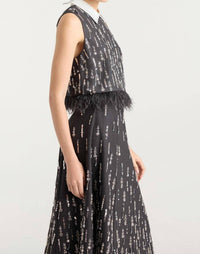 Cinq A Sept - Selene Top With Detailed Feather-trimmed Hem