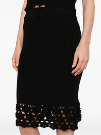 Ganni - Fine Cotton Rib Crochet Skirt