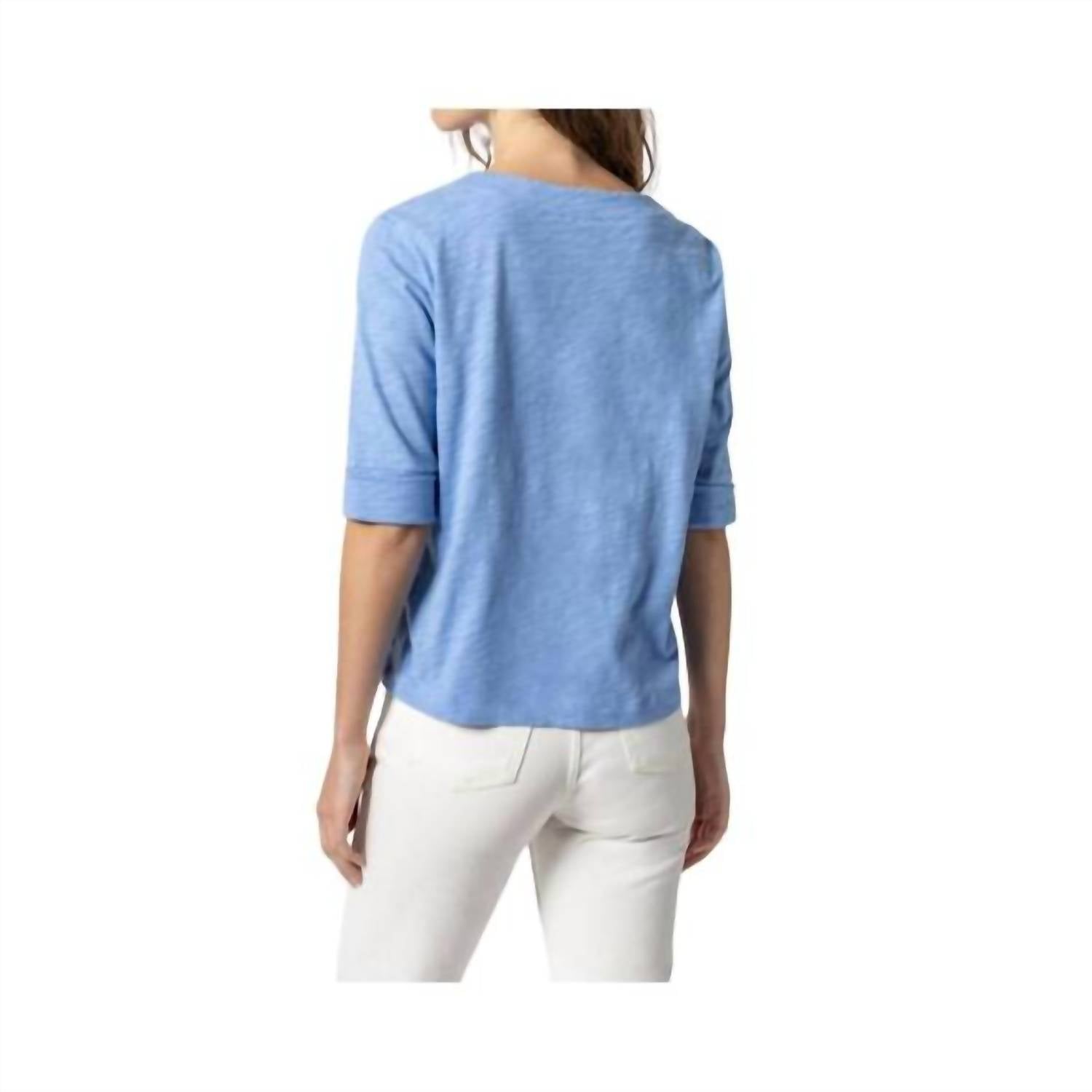 Lilla P - Cuffed Elbow Sleeve V-neck Tee