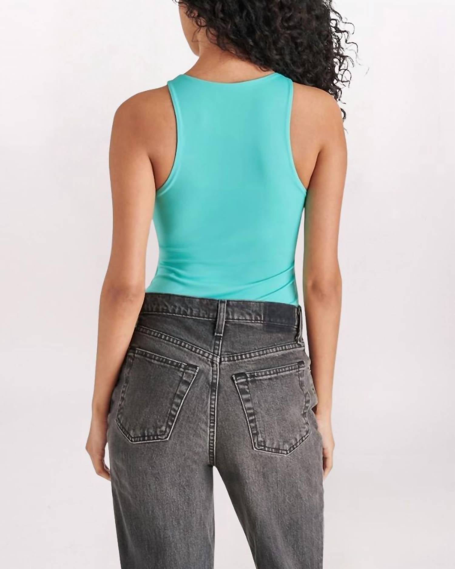 STEVE MADDEN Nico Bodysuit in pastel turquoise 1 - women's shirt - alternate view