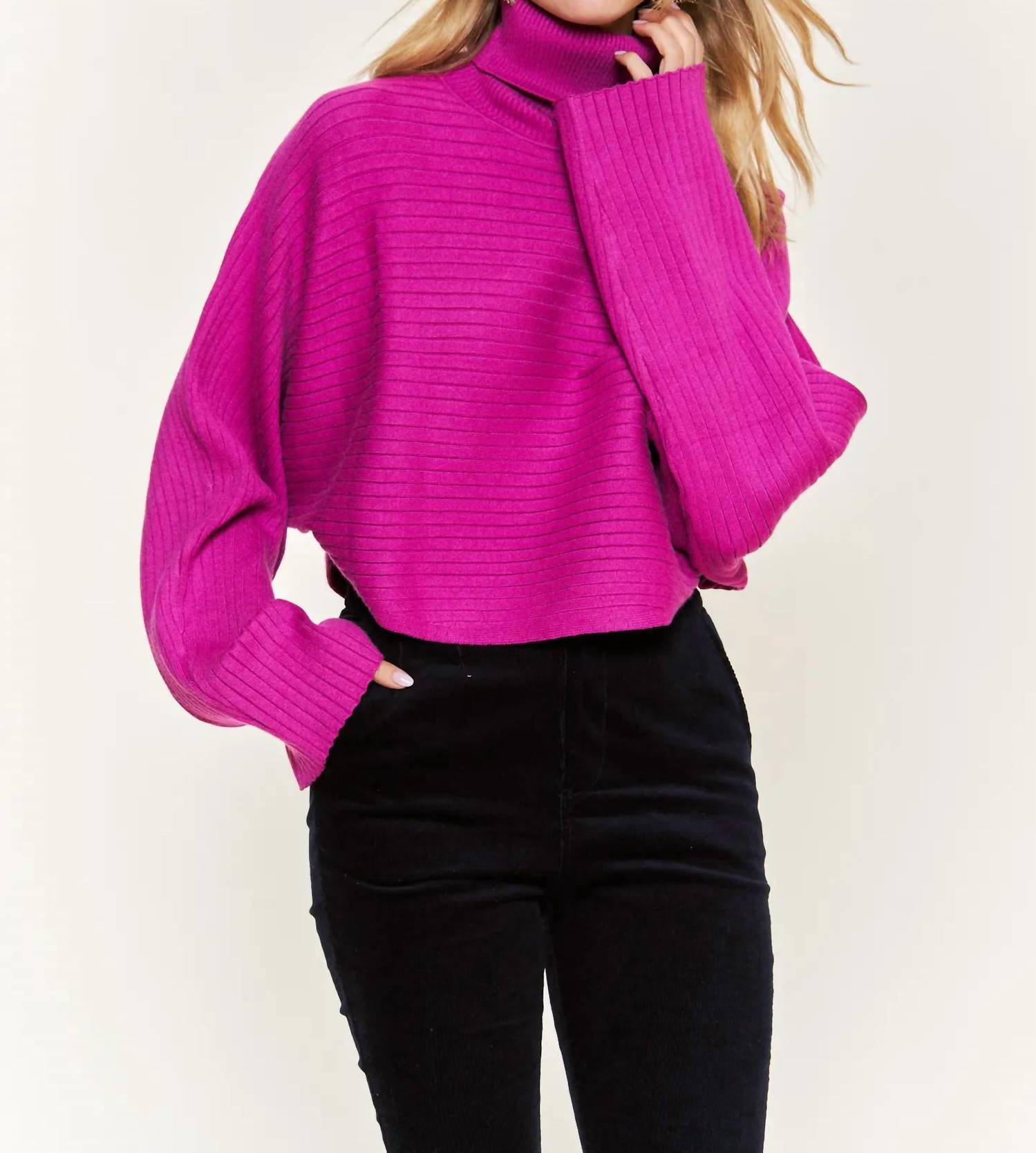 Jade By Jane - Mock Neck Wide Sleeve Top