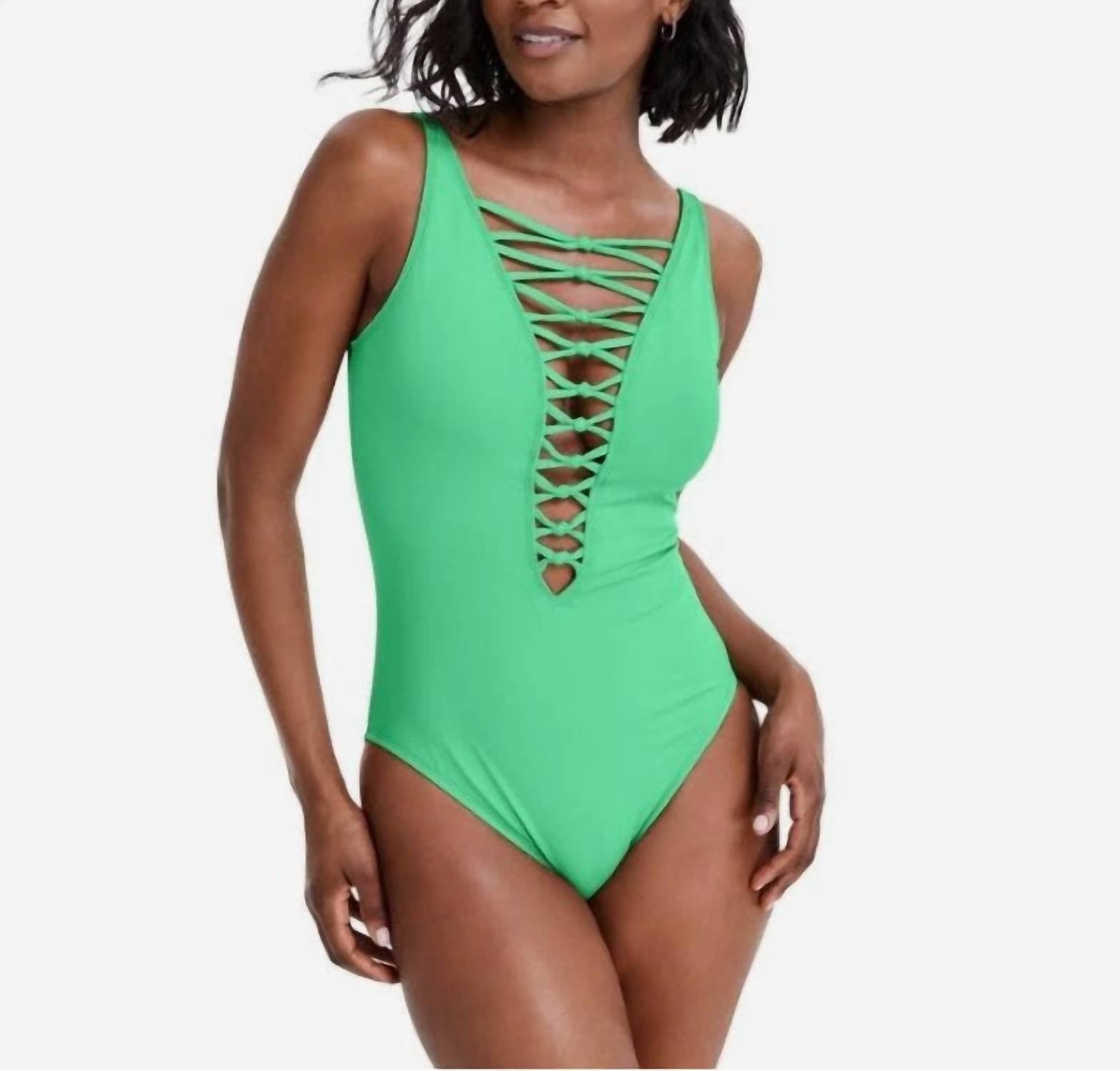 Bleu Rod Beattie Core Lace Down Mio One-piece Swimsuit in parakeet - women's swimwear