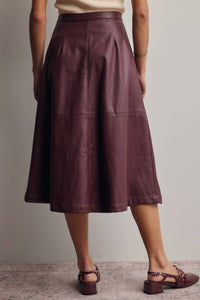 Forte - Faux Leather A-line Midi Skirt