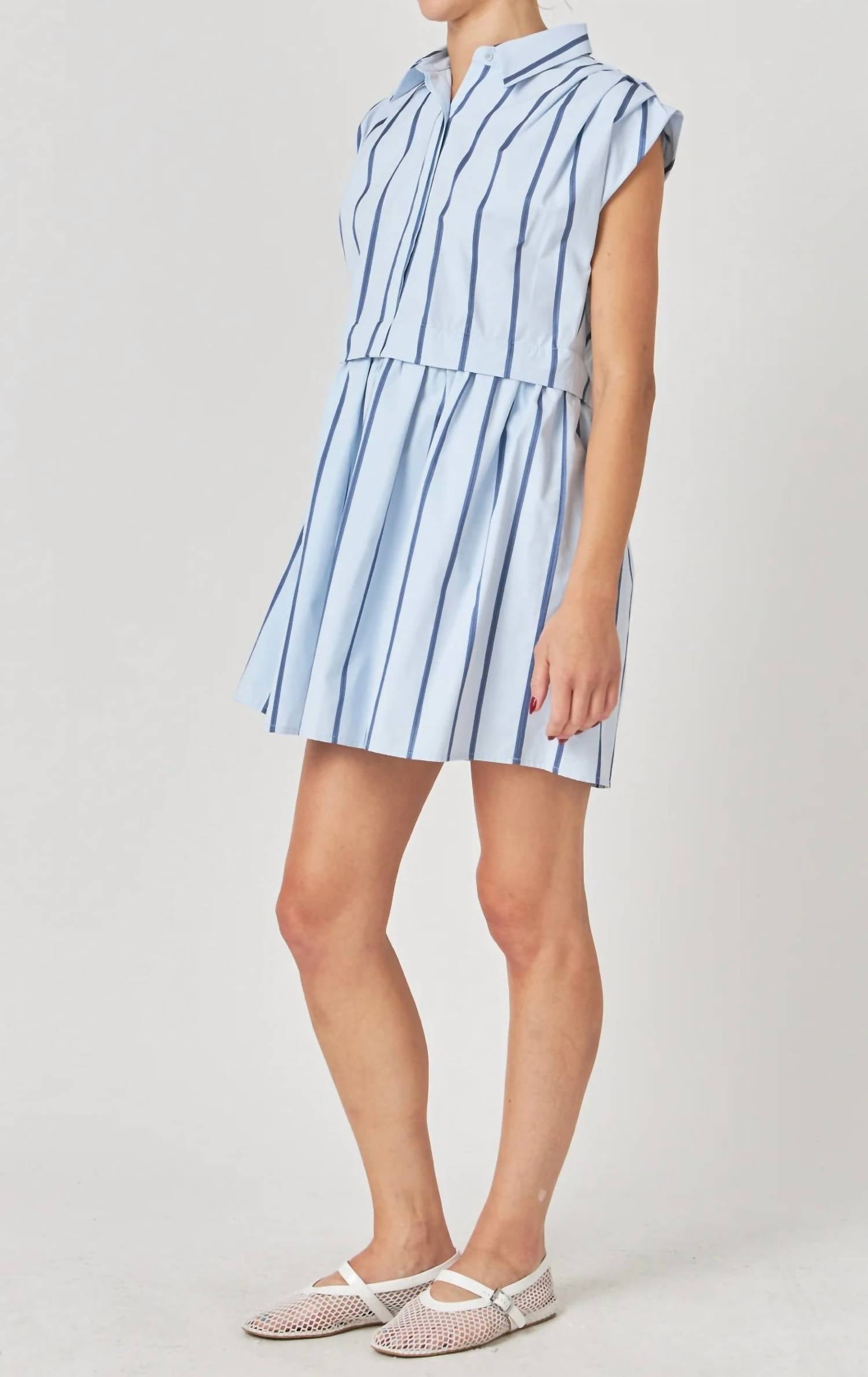 English Factory - Stripe Pleated Shirt Dress
