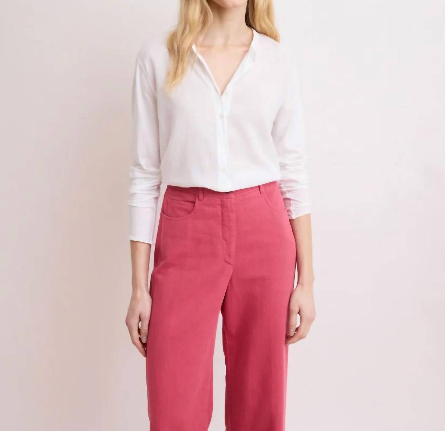Hartford Taha Knitted Shirt Top in white - women's long sleeve top