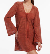JETS Stretch Lace Kaftan Cover Up in russet - women's dress - view 4