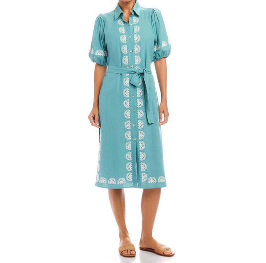 Karen Kane - Women's Puff Sleeve Embroidered Shirtdress