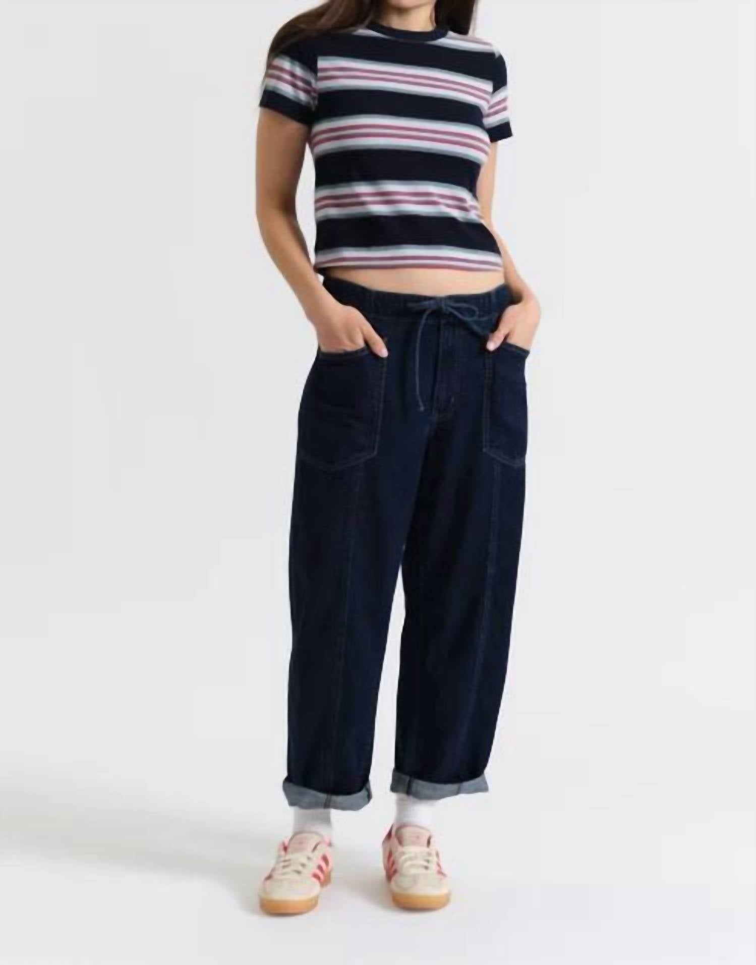 Daze - Villa Drawstring Barrel Leg Jeans