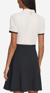 Karl Lagerfeld - Collared Contrast Trim Knee-length Dress