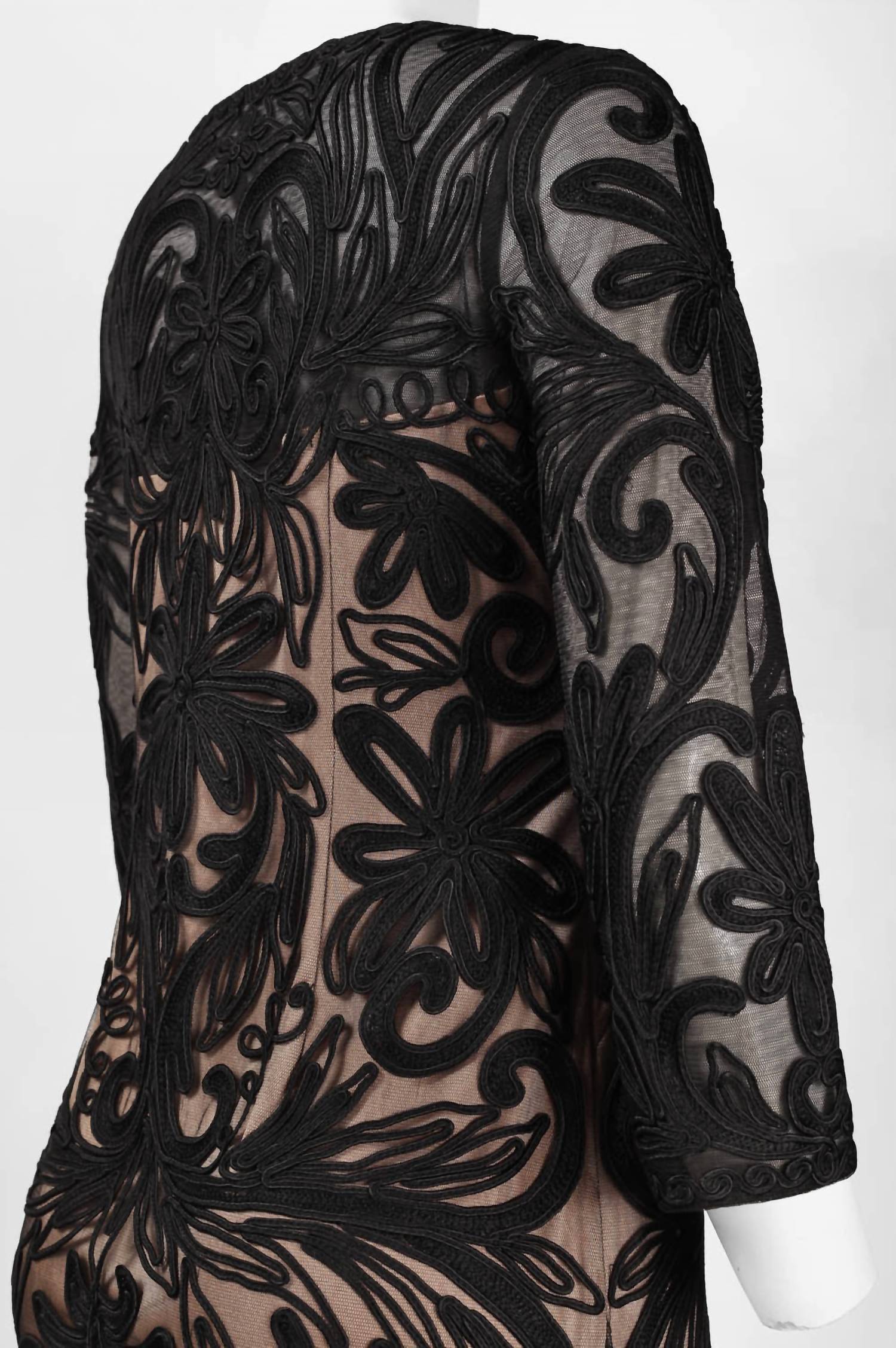 Sue Wong - Floral Embroidered Mesh Dress