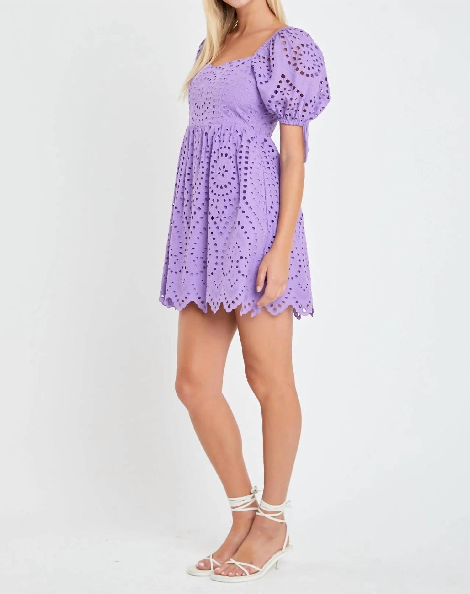 English Factory - Eyelet Scallop Edge Mini Dress