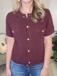 Hem & Thread Finley Sweater Top in red - women's t-shirt - view 6