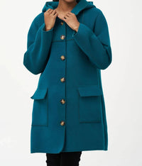 M Made In Italy - Hooded Button Long Coat Jacket