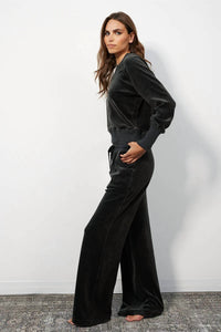 Bobi - Rib Mix Wide Leg Drawstring Pant