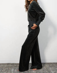 Bobi - Rib Mix Wide Leg Drawstring Pant
