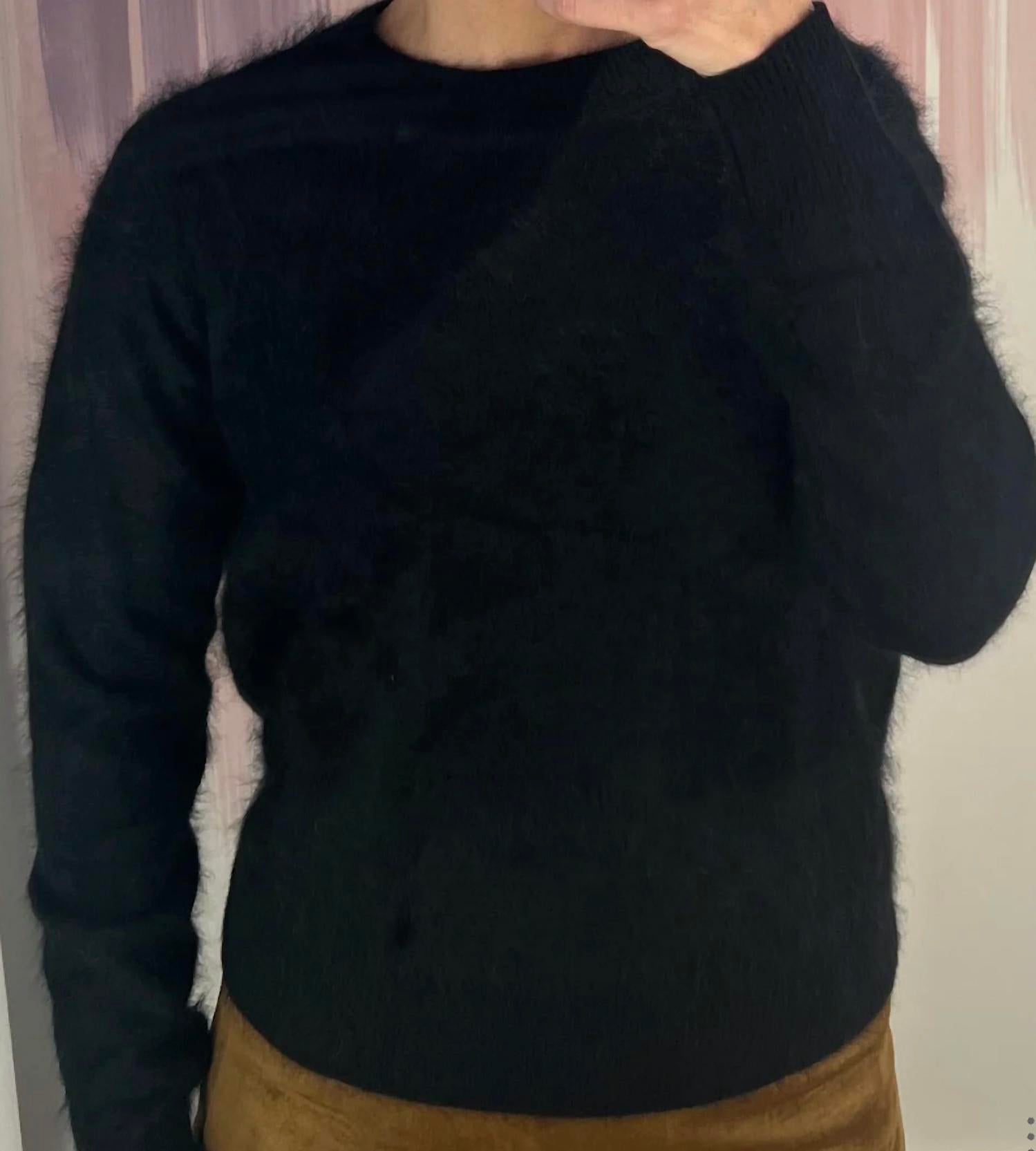 Autumn Cashmere Women's Solid Brushed Crew Top in night - women's sweater - detail view
