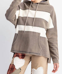 Easel Patched Up Hoodie in ash navy - women's top