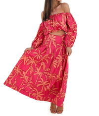 Flying Tomato - Destination Off-shoulder Top And Maxi Skirt Set