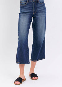 Judy Blue Harper Cropped Wide Leg Jean in blue - women's jeans