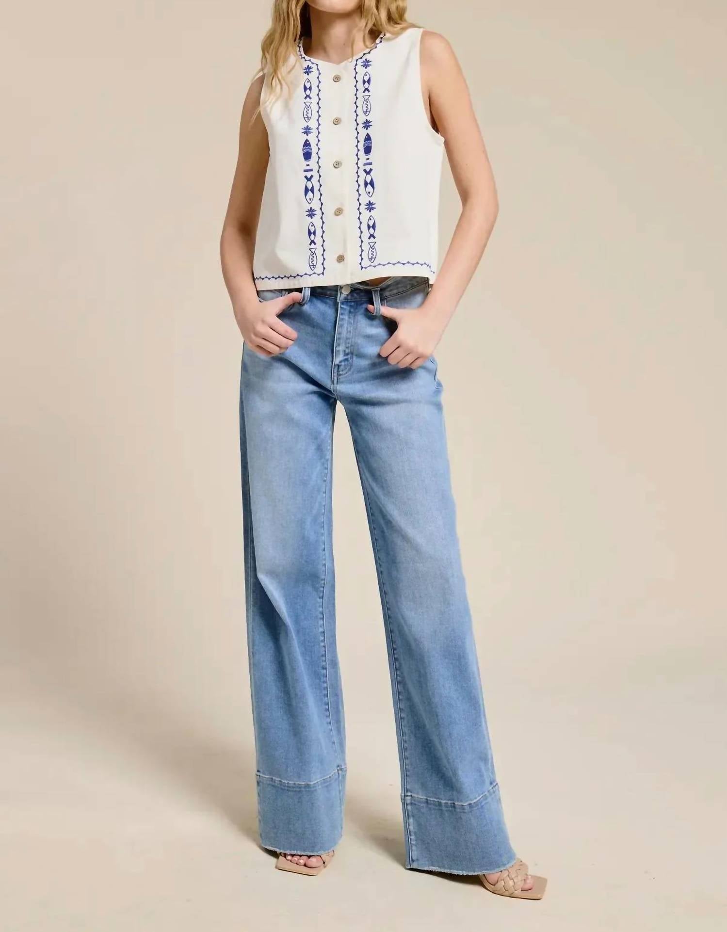 Flat White - Sea Garden Sleeveless Top