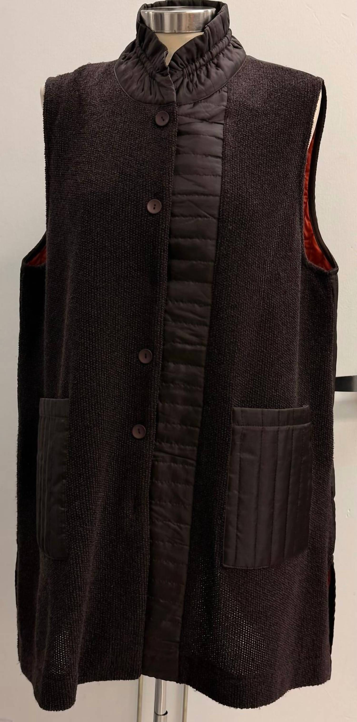 Terra Women's Mock Neck Vest in dark chocolate - women's jacket