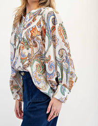 Ee:Some - Paisley Printed Bubble Sleeve Top