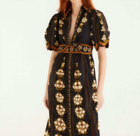 Farm Rio - Embroidered Flowers Midi Dress