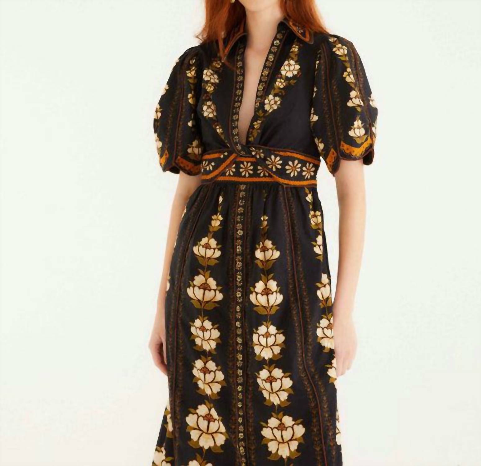 Farm Rio - Embroidered Flowers Midi Dress
