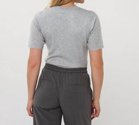 Esqualo - Tessina Rib Short Sleeve Studs Top