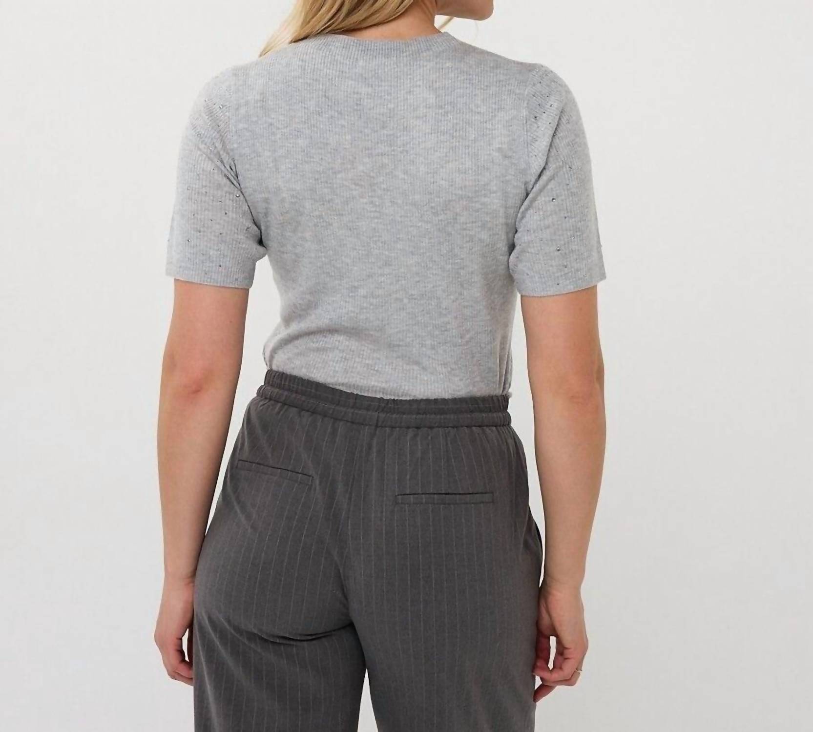 Esqualo - Tessina Rib Short Sleeve Studs Top