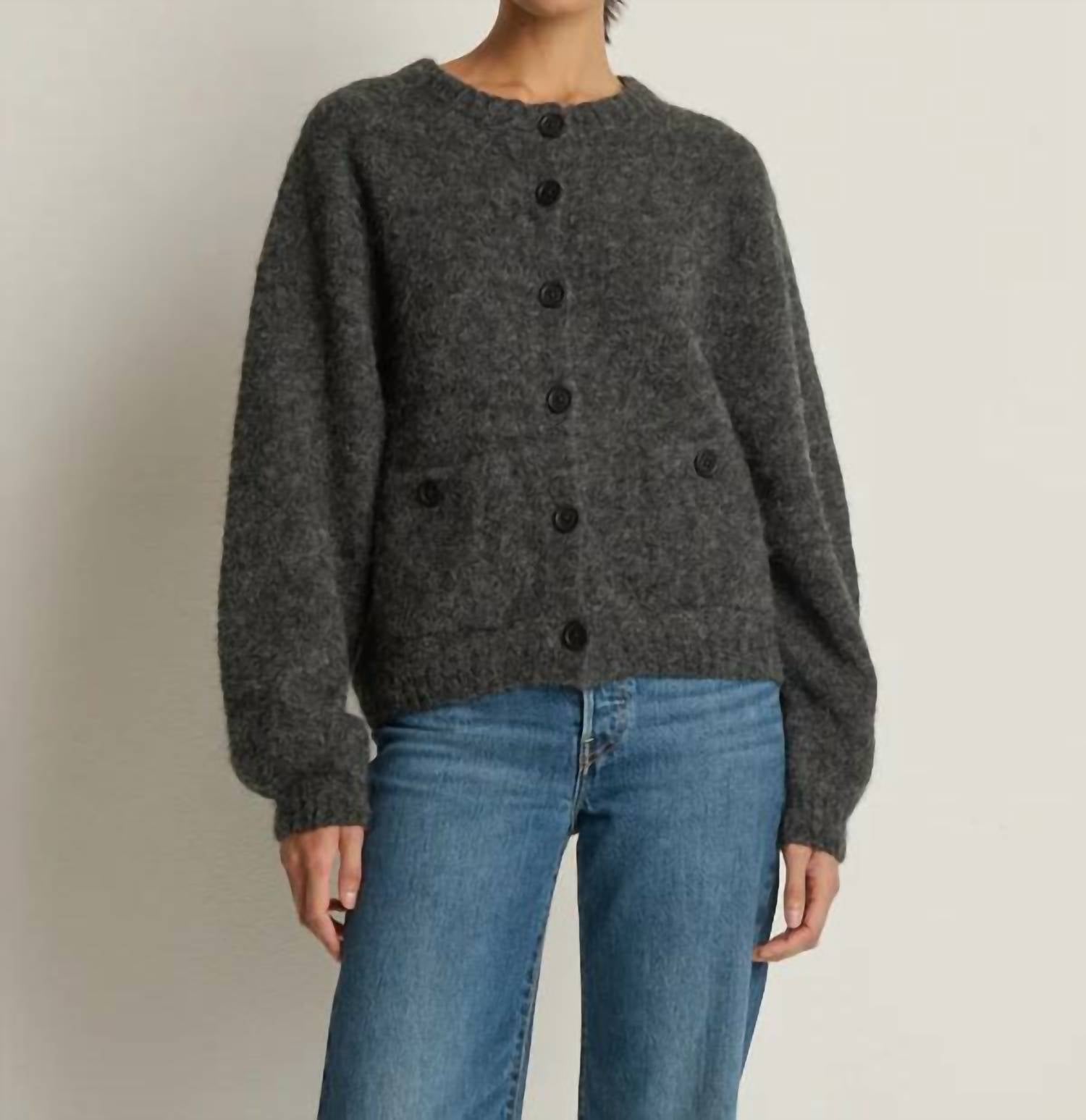 Nation LTD Tessa Cardigan in heather charcoal - women's cardigan