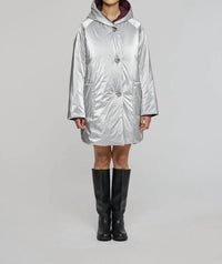 OOFWEAR Reversible Mid-length Jacket With Hood in silver plum - women's jacket