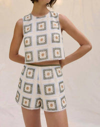 Saylor - Lia Daisy Crochet Top And Short Set