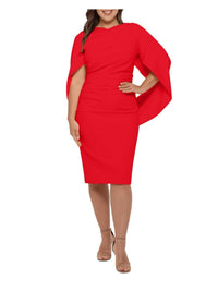 Betsy & Adam - Short Scuba Crepe Draped Back Dress